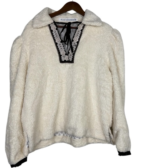 Alix Of Bohemia Cream & Black Teddy Loretta Jacket with Plush Texture SZ Medium - Picture 11 of 14